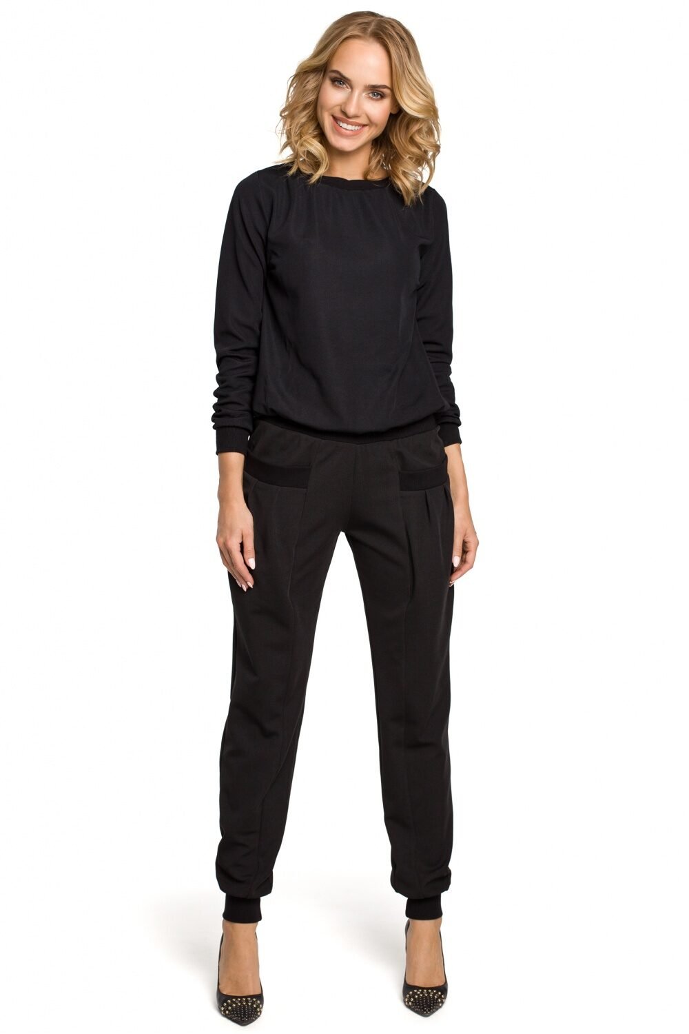 Womens Black Cargo Trousers with High Waist