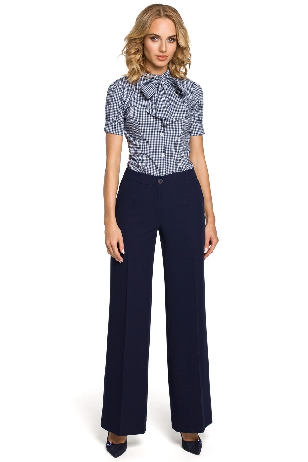 Wide Leg Trousers in Navy Blue
