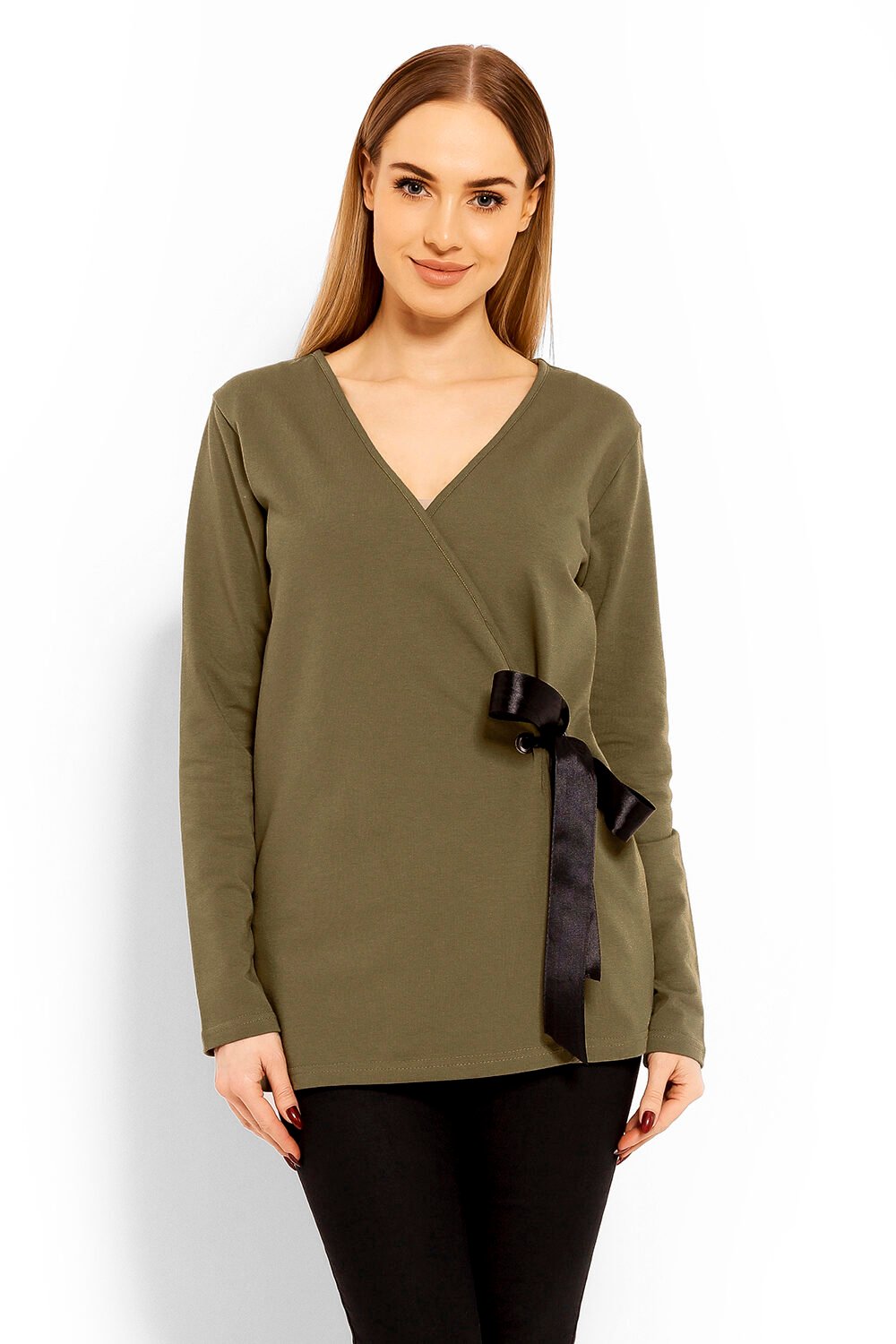 Green Adjustable Long Sleeves Maternity Top