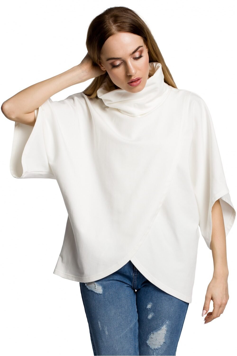 Turtleneck High Neck Blouse in White