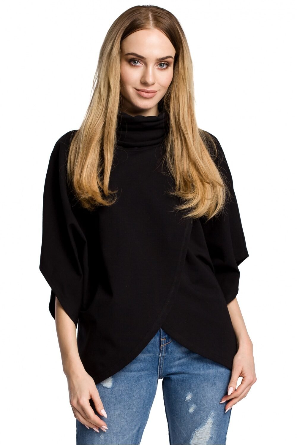 Turtleneck High Neck Blouse in Black