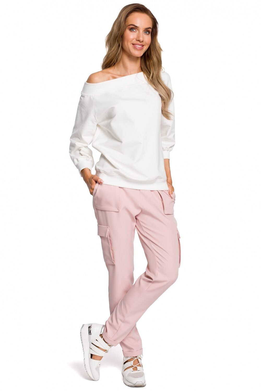 Womens Pink Cargo Trousers with High Waist