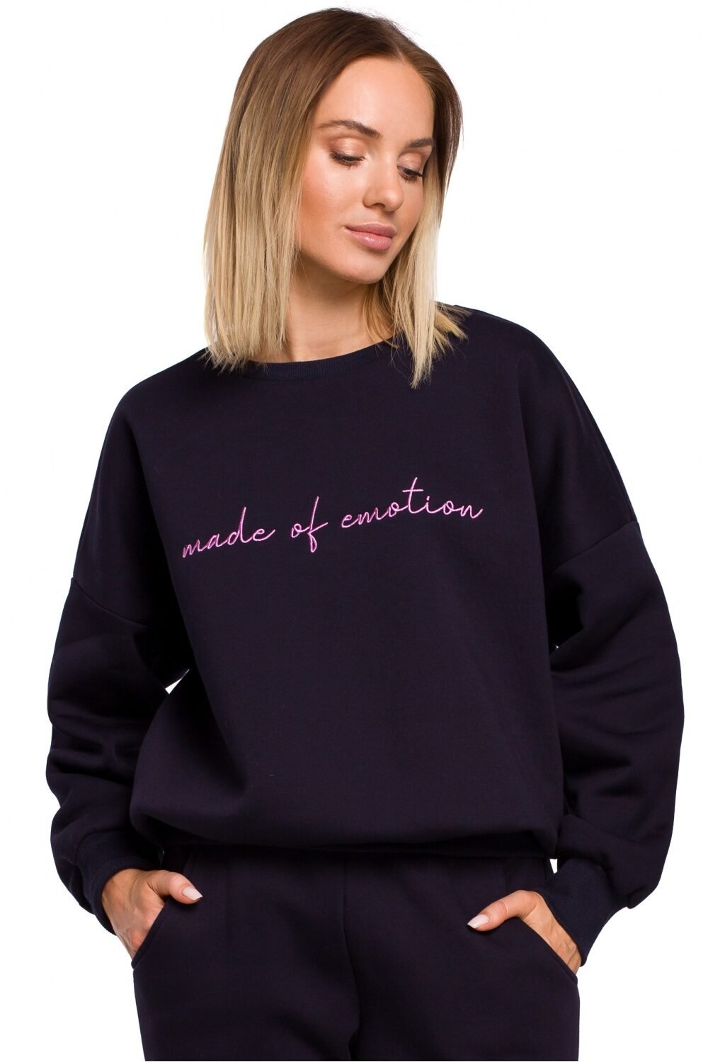 Comfy Navy Blue Embroidered Sweatshirt