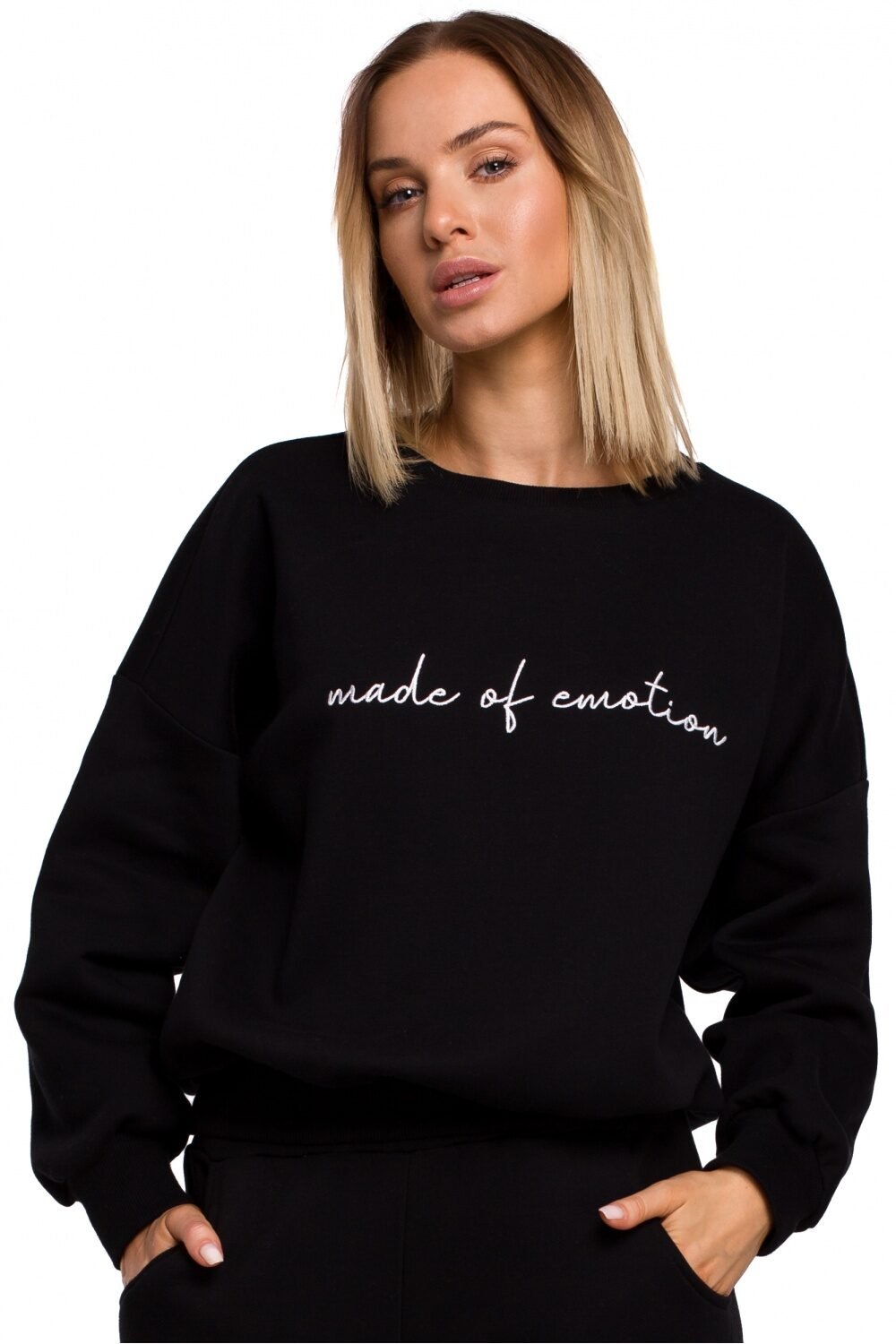 Comfy Black Embroidered Sweatshirt