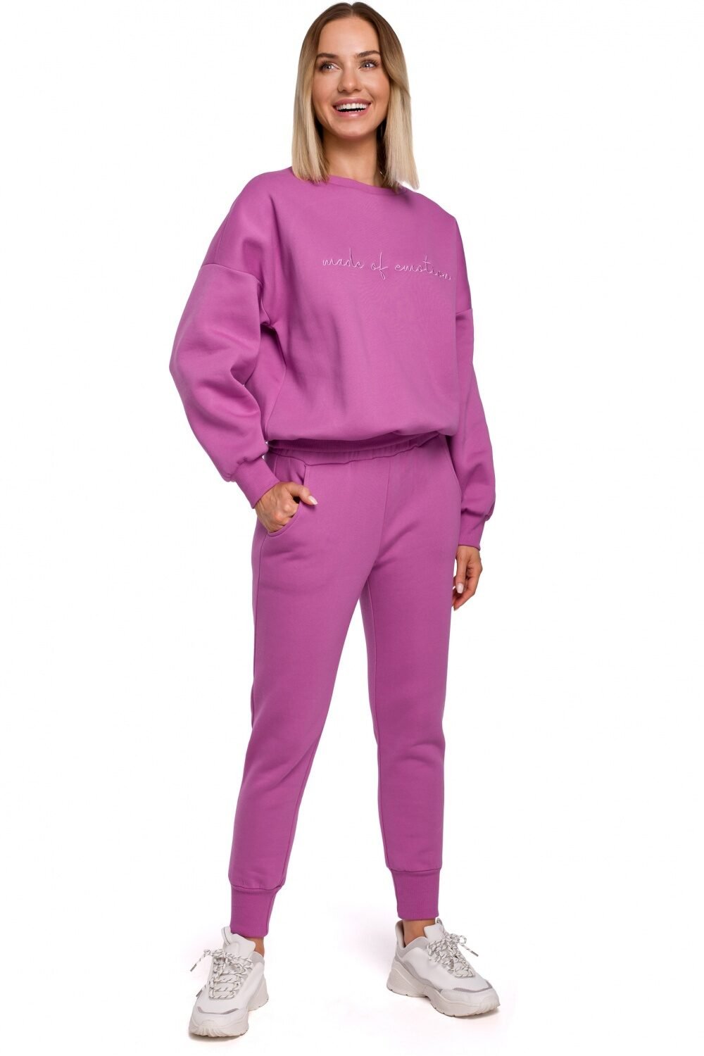 Comfy Purple Embroidered Tracksuit with Pockets