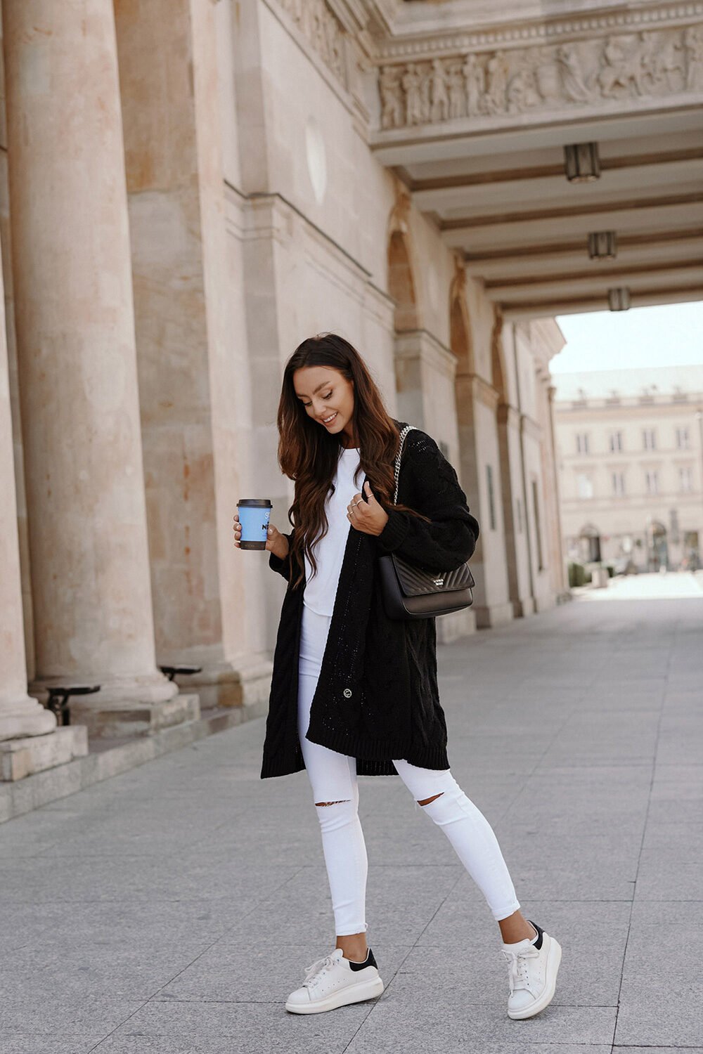 Oversized Black Chunky Long Cardigan