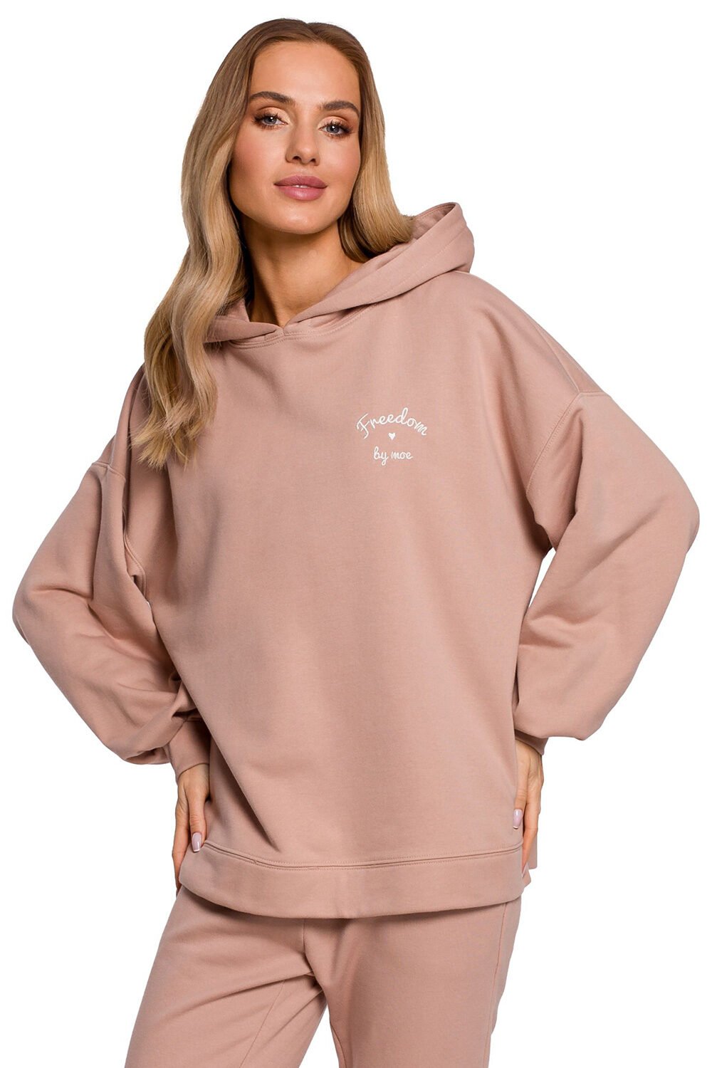 Oversized Embroidered Hoodie in Clay