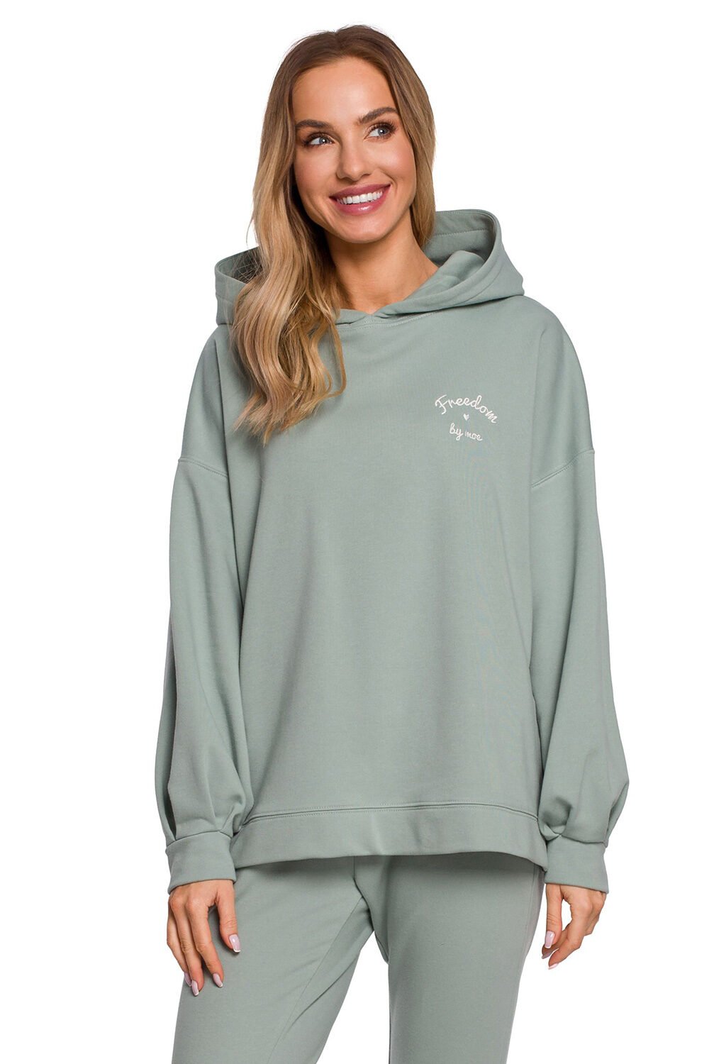 Oversized Embroidered Hoodie in Green