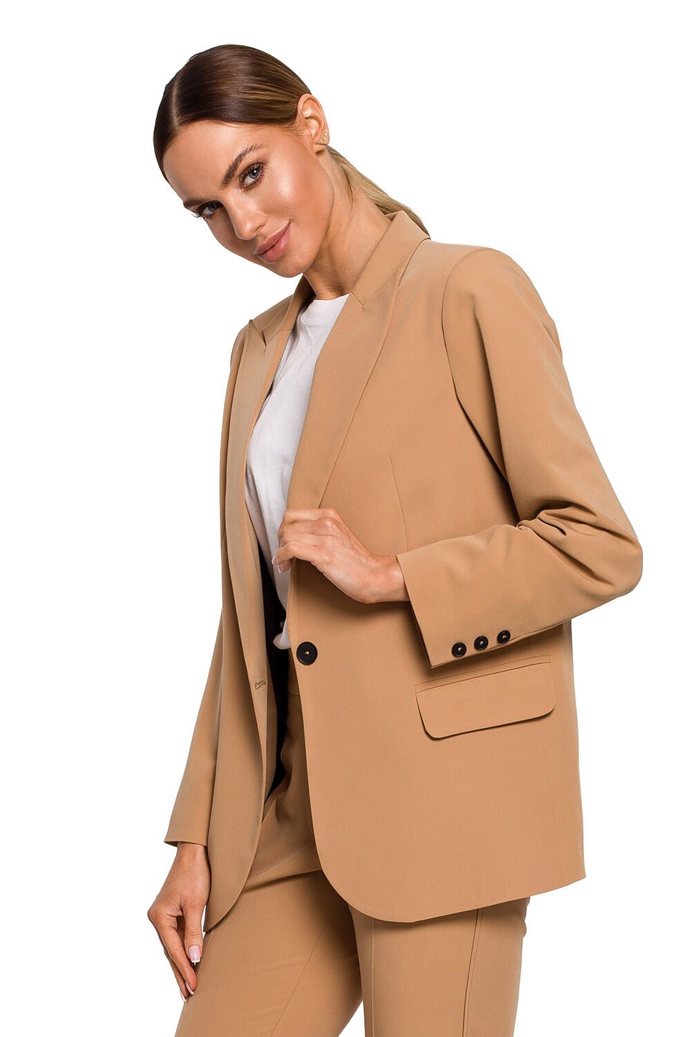 Classic Single Button Khaki Blazer