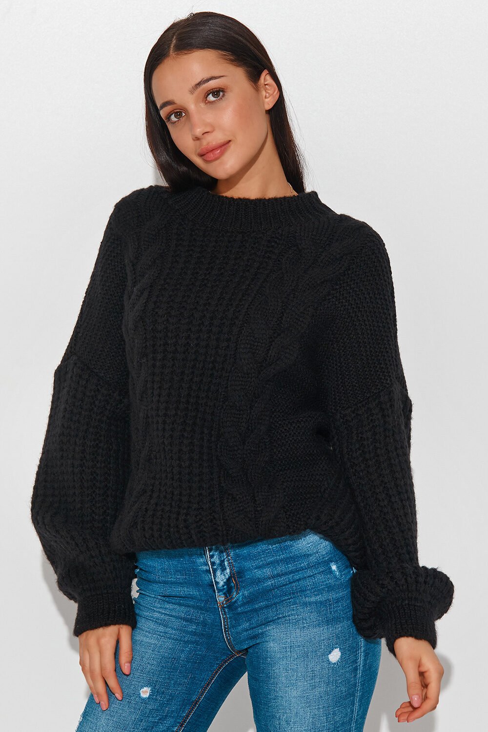 Cable Chunky Knit Jumper in Black
